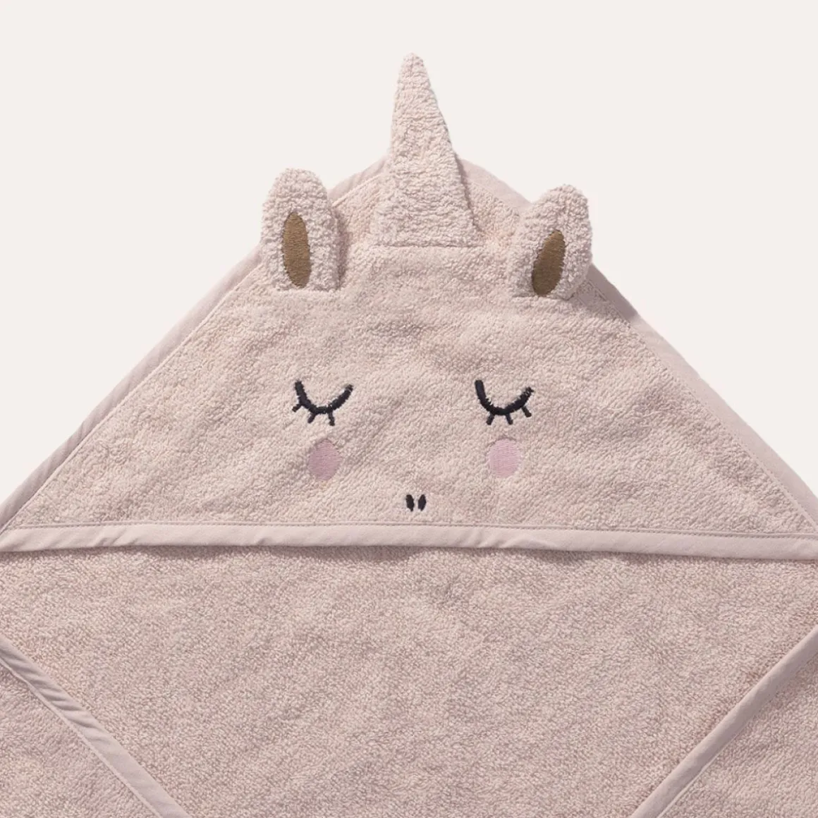 BABY BADCAPE EENHOORN u00abLARAu00bb | 75 X 75 CM | LICHT ROZE