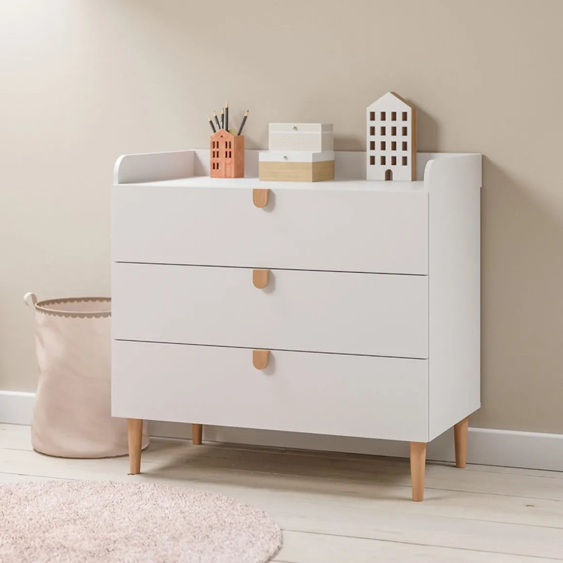 Baby commode u00abu00c9TOILEu00bb incl. bladvergroter | Wit