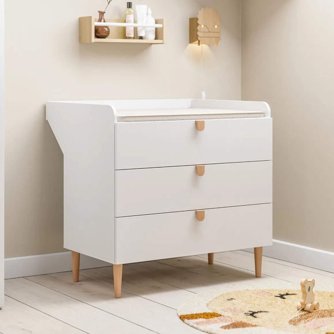 Baby commode u00abu00c9TOILEu00bb incl. bladvergroter | Wit