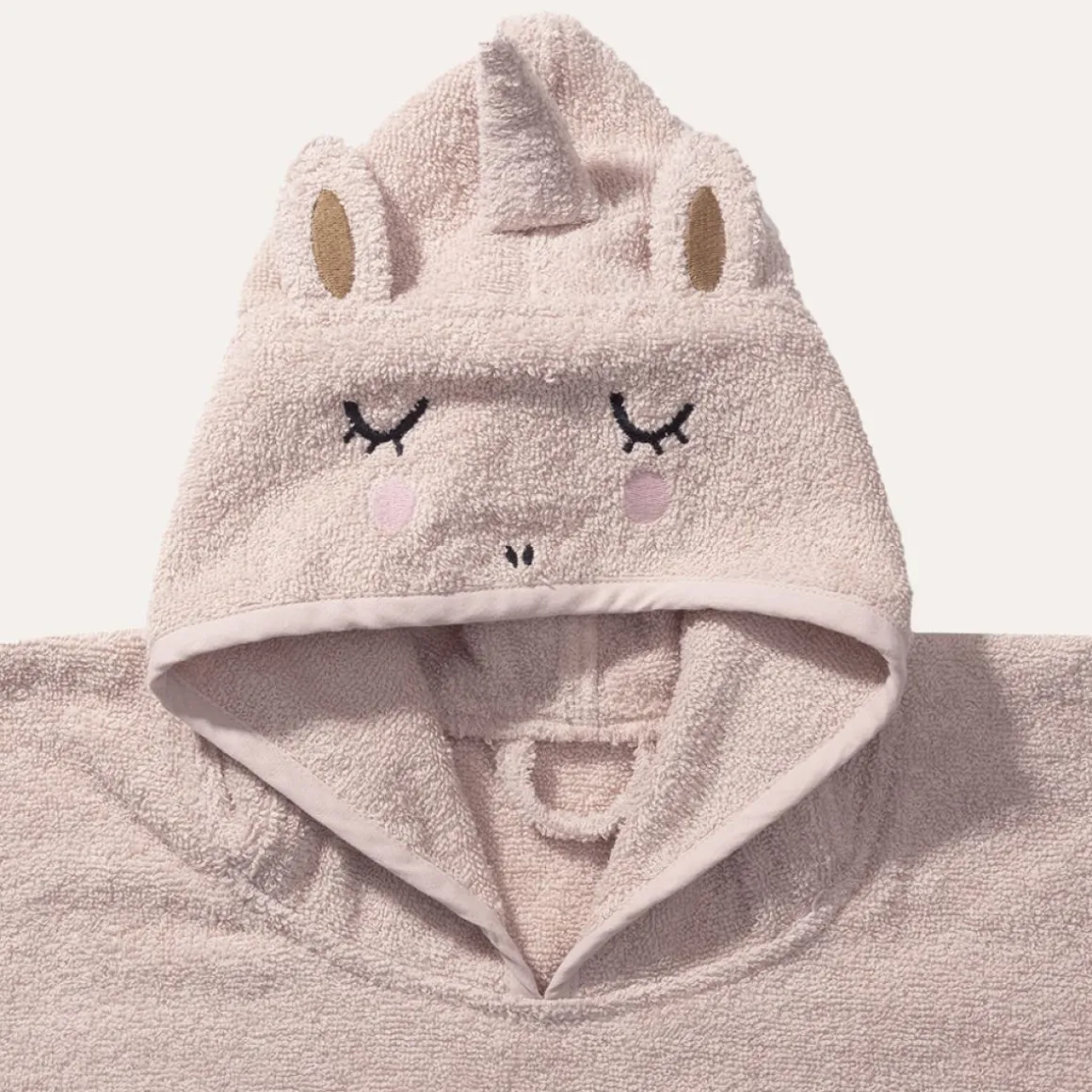 BADPONCHO EENHOORN u00abLARAu00bb | 1 - 4 JAAR | 52 X 63 CM | LICHT ROZE