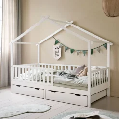 BEDHUISJE / EENPERSOONSBED u00abMAISONu00bb | 200 X 90 CM | WIT