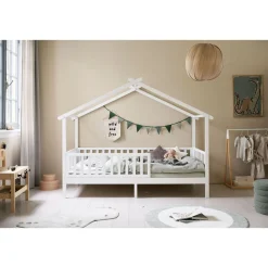 BEDHUISJE / EENPERSOONSBED u00abMAISONu00bb | 200 X 90 CM | WIT