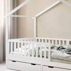 BEDHUISJE / EENPERSOONSBED u00abMAISONu00bb | 200 X 90 CM | WIT