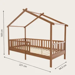 BEDHUISJE / EENPERSOONSBED u00abMAISONu00bb | 200 X 90 CM | WALNOOT