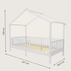 BEDHUISJE / EENPERSOONSBED u00abMAISONu00bb | 200 X 90 CM | WIT