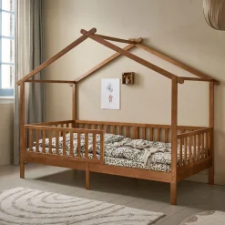 BEDHUISJE / EENPERSOONSBED u00abMAISONu00bb | 200 X 90 CM | WALNOOT