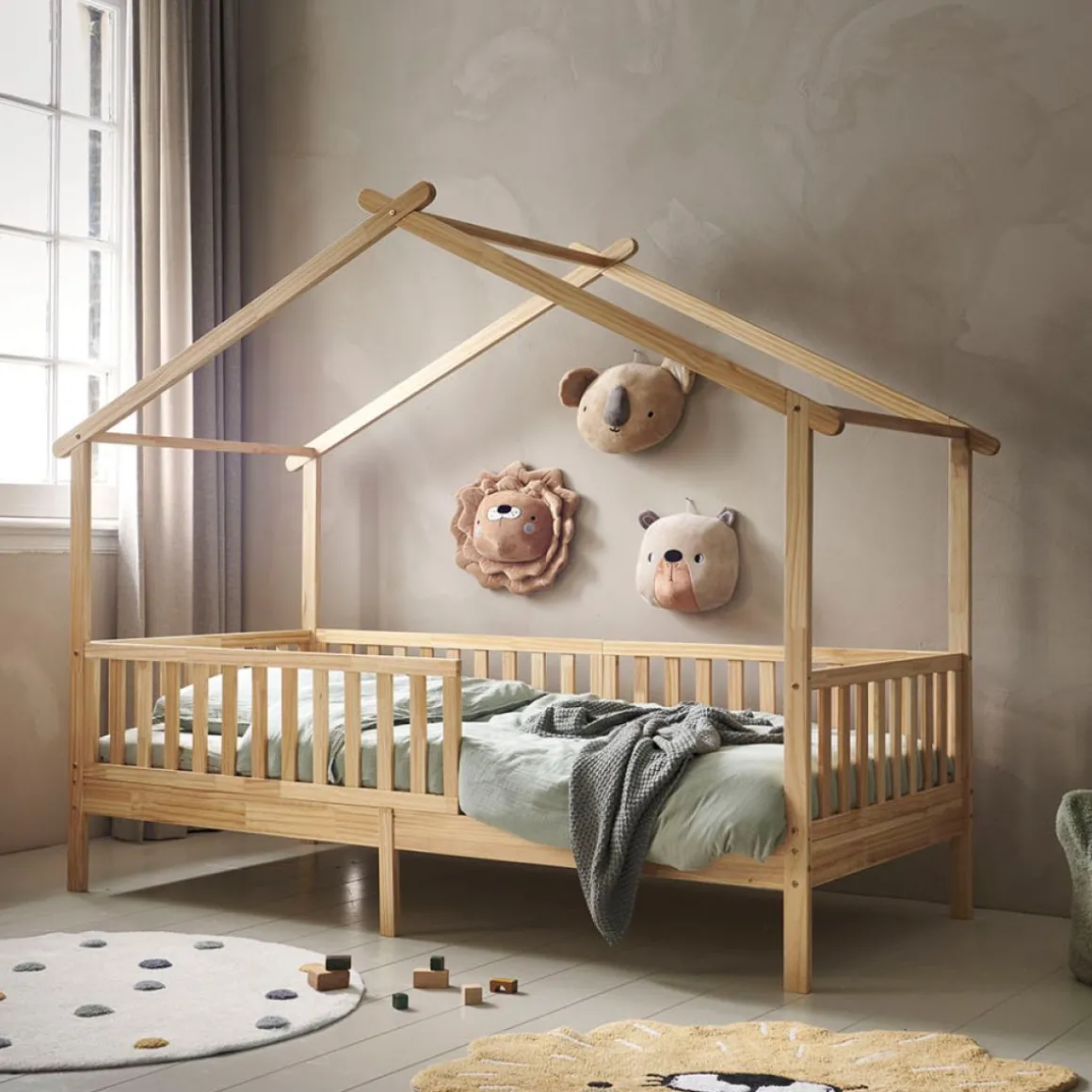 BEDHUISJE / EENPERSOONSBED u00abMAISONu00bb | 90 X 200 CM | NATUREL