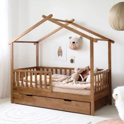 BEDHUISJE / JUNIORBED u00abMAISONu00bb | 160 X 80 CM | WALNOOT