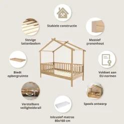 BEDHUISJE / JUNIORBED u00abMAISONu00bb | 160 X 80 CM | NATUREL