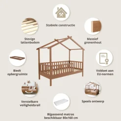 BEDHUISJE / JUNIORBED u00abMAISONu00bb | 160 X 80 CM | WALNOOT