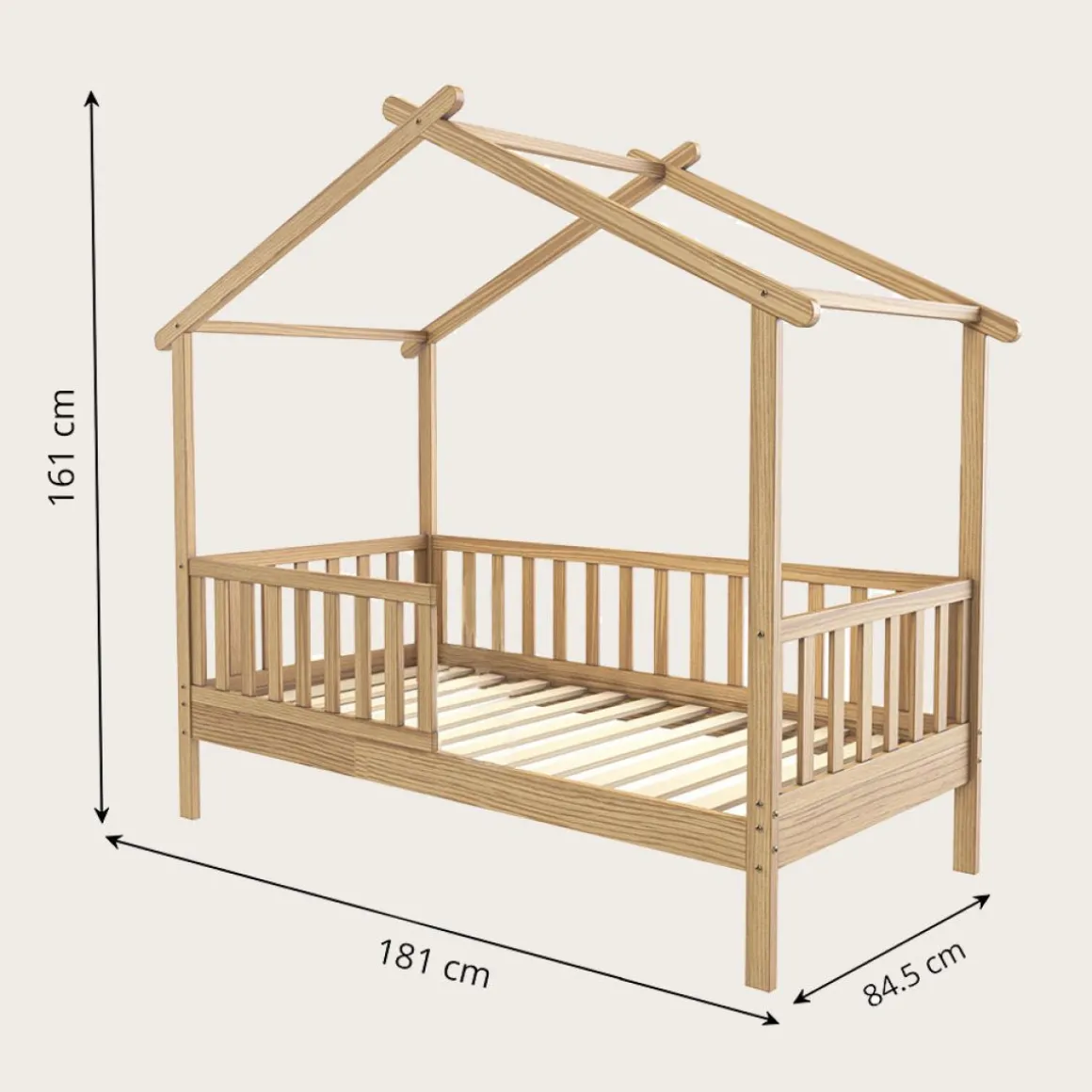 BEDHUISJE / JUNIORBED u00abMAISONu00bb | 160 X 80 CM | NATUREL
