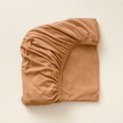 Biologisch Jersey Katoen Hoeslaken boxmatras 75x95 cm | Caramel