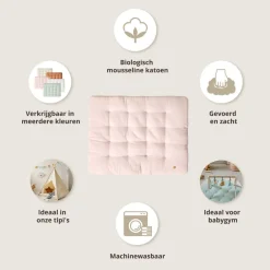 Biologisch katoenen speelkleed Biscuit | 110x85cm | Zacht roze