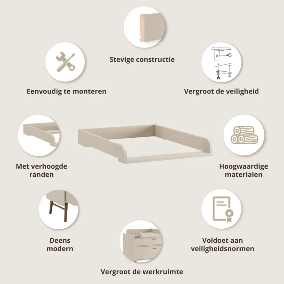 BLADVERGROTER VOOR COMMODE u00abROSEAUu00bb | OATMEAL
