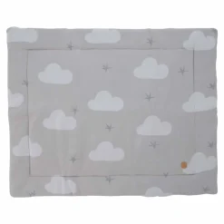 Boxkleed / speelkleed uit gebreid katoen | 100 x 80 cm | Licht grijs wolken & sterren