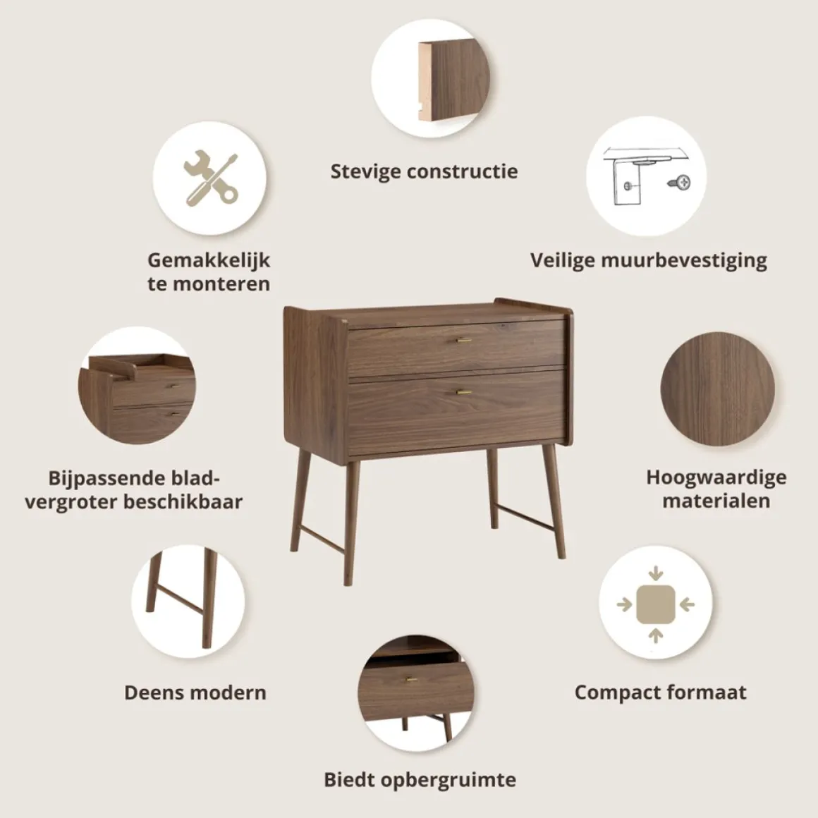 COMMODE VOOR BABY u00abROSEAUu00bb | WALNOOT