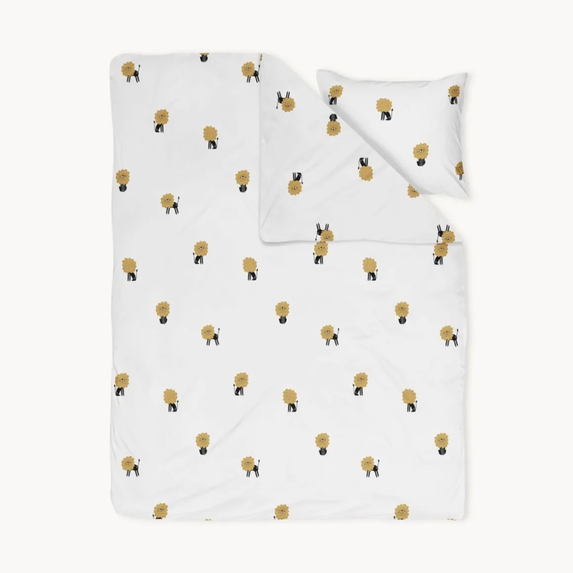 Dekbedovertrek peuterbed leeuw, incl. kussenhoes u00abLeou00bb | Organisch | 120x150cm | Wit