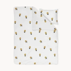 Dekbedovertrek peuterbed leeuw, incl. kussenhoes u00abLeou00bb | Organisch | 120x150cm | Wit
