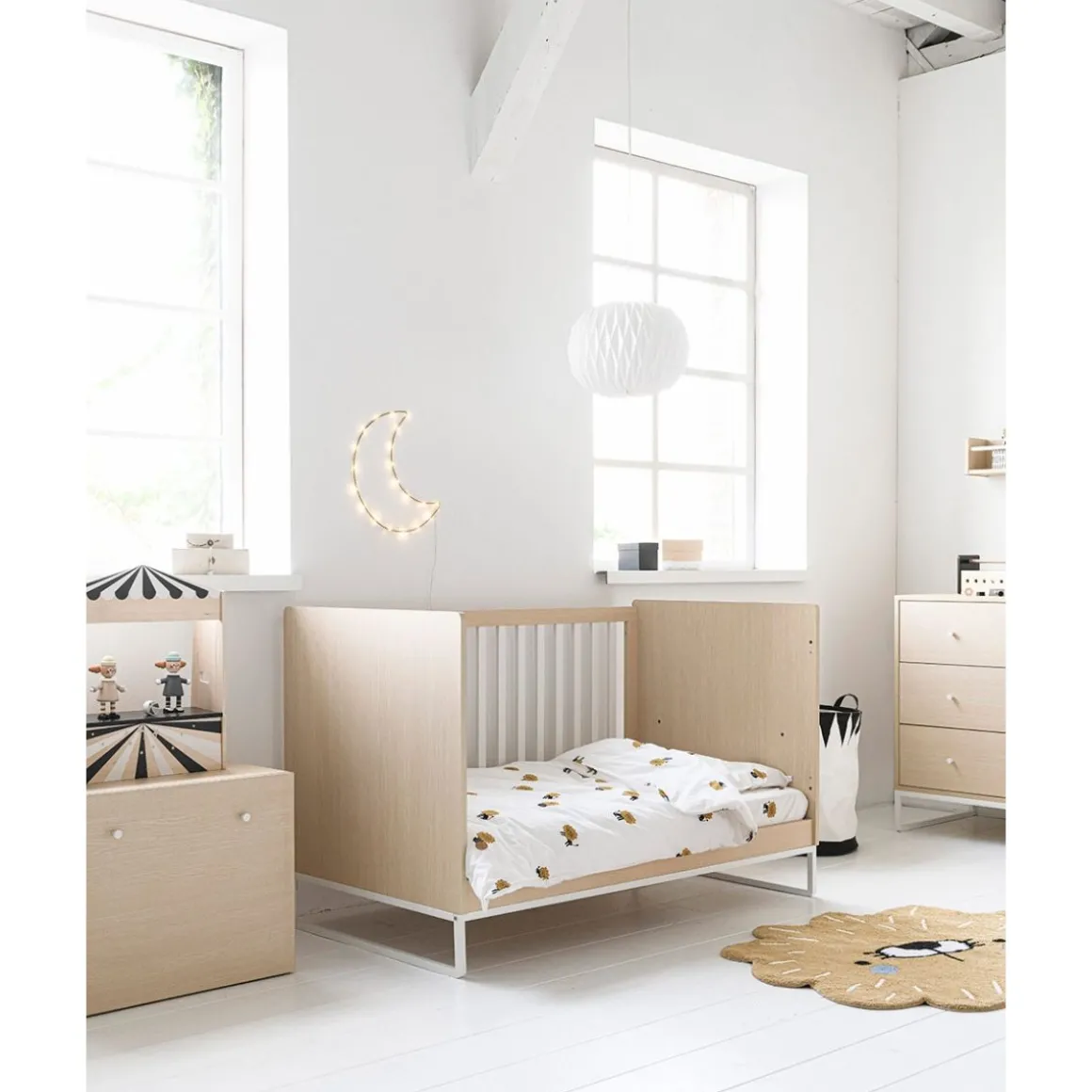 Dekbedovertrek peuterbed leeuw, incl. kussenhoes u00abLeou00bb | Organisch | 120x150cm | Wit