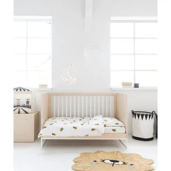 Dekbedovertrek peuterbed leeuw, incl. kussenhoes u00abLeou00bb | Organisch | 120x150cm | Wit