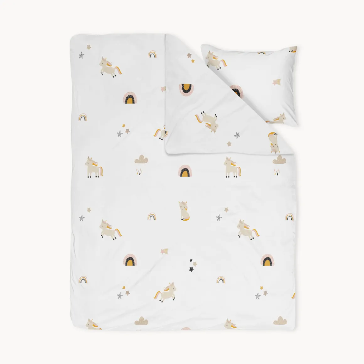 Dekbedovertrek unicorn u00abLarau00bb 120x150cm, incl. kussenhoes | GOTS | Wit