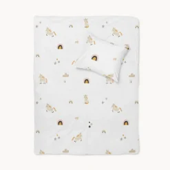 Dekbedovertrek unicorn u00abLarau00bb 120x150cm, incl. kussenhoes | GOTS | Wit