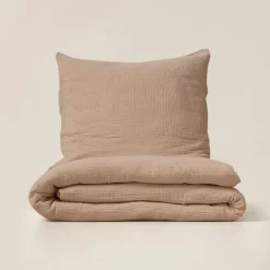 DEKBEDOVERTREKSET 140 X 200 CM | MOUSSELINE KATOEN | OUD ROZE