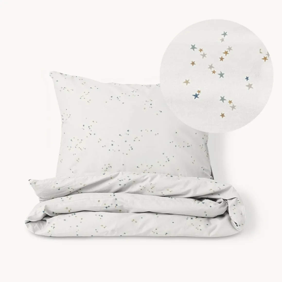DEKBEDOVERTREKSET 120 X 150 CM u00abSTARSu00bb | OFF-WHITE MET STERREN