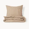 DEKBEDOVERTREKSET 140 X 200 CM u00abSTRIPEDu00bb | BEIGE EN CARAMEL