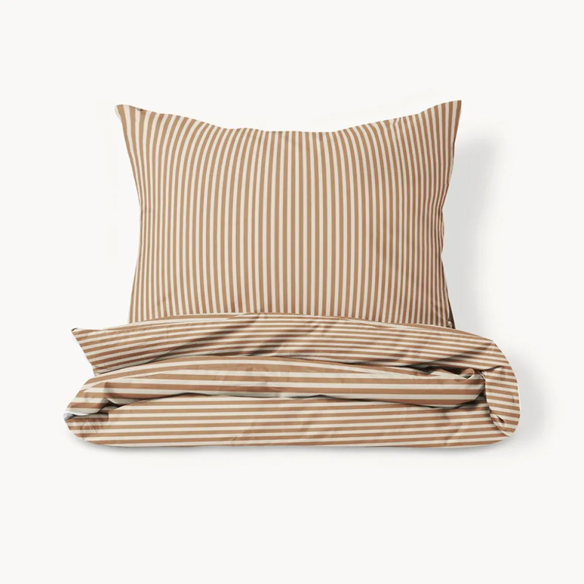 DEKBEDOVERTREKSET 140 X 200 CM u00abSTRIPEDu00bb | BEIGE EN CARAMEL