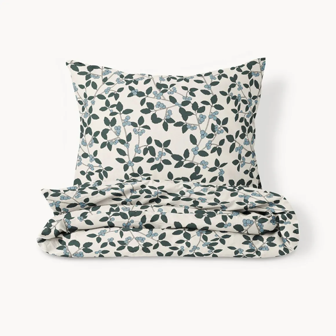 DEKBEDOVERTREKSET 140 X 200 CM u00abBERRIESu00bb | BEIGE-GROEN
