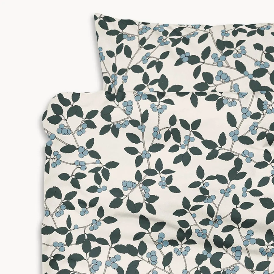 DEKBEDOVERTREKSET 140 X 200 CM u00abBERRIESu00bb | BEIGE-GROEN