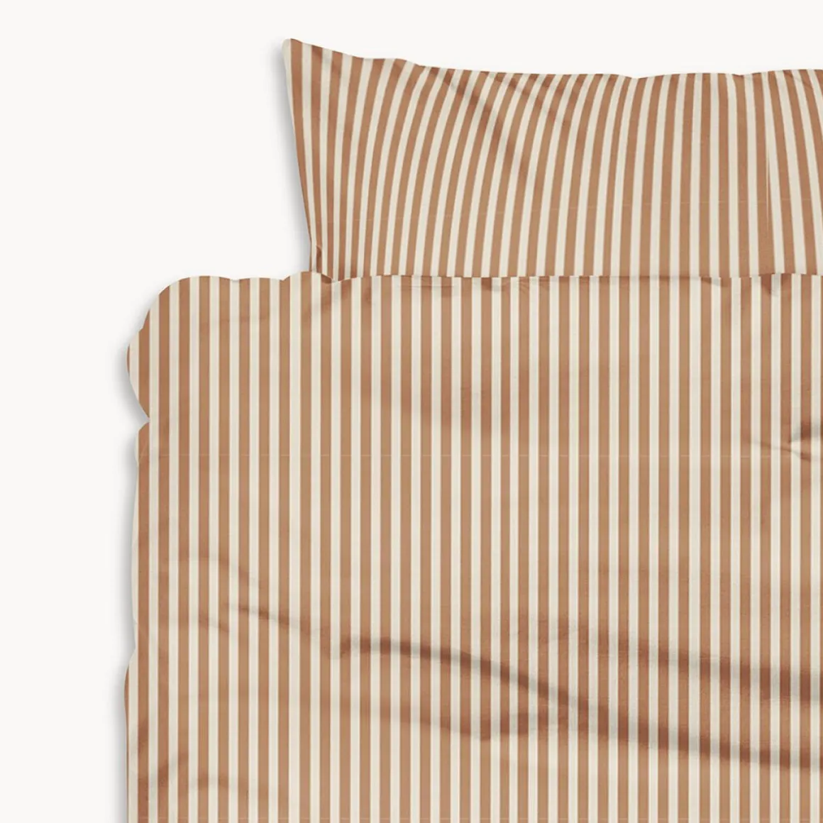 DEKBEDOVERTREKSET 140 X 200 CM u00abSTRIPEDu00bb | BEIGE EN CARAMEL