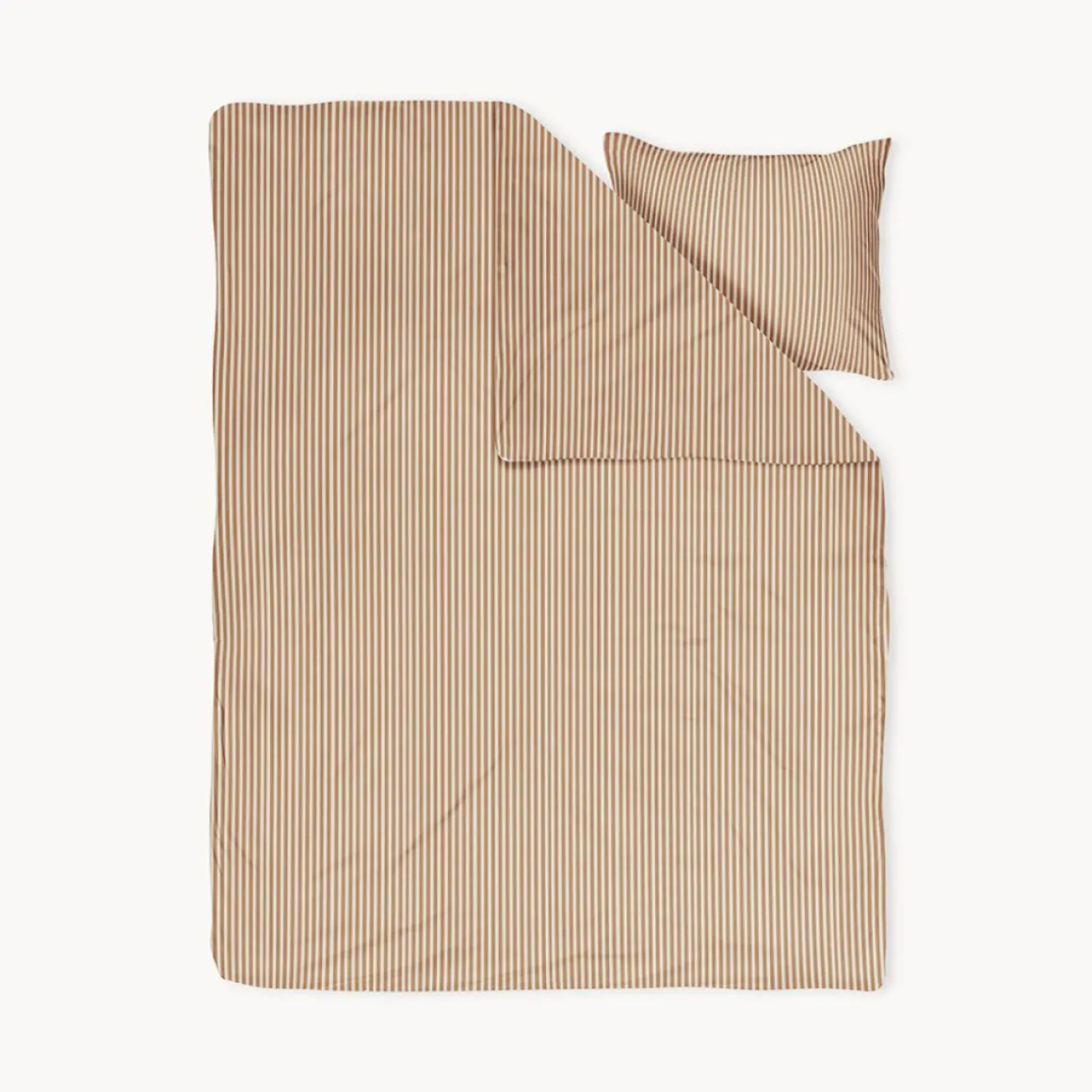 DEKBEDOVERTREKSET 140 X 200 CM u00abSTRIPEDu00bb | BEIGE EN CARAMEL
