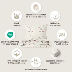 DEKBEDOVERTREKSET 120 X 150 CM u00abVEHICLESu00bb | BEIGE
