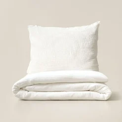 Dekbedovertrekset mousseline katoen incl. kussenhoes | 120x150cm | WIT