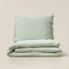 Dekbedovertrekset Mousseline katoen (GOTS) 200x140cm, incl. kussenhoes | Groen