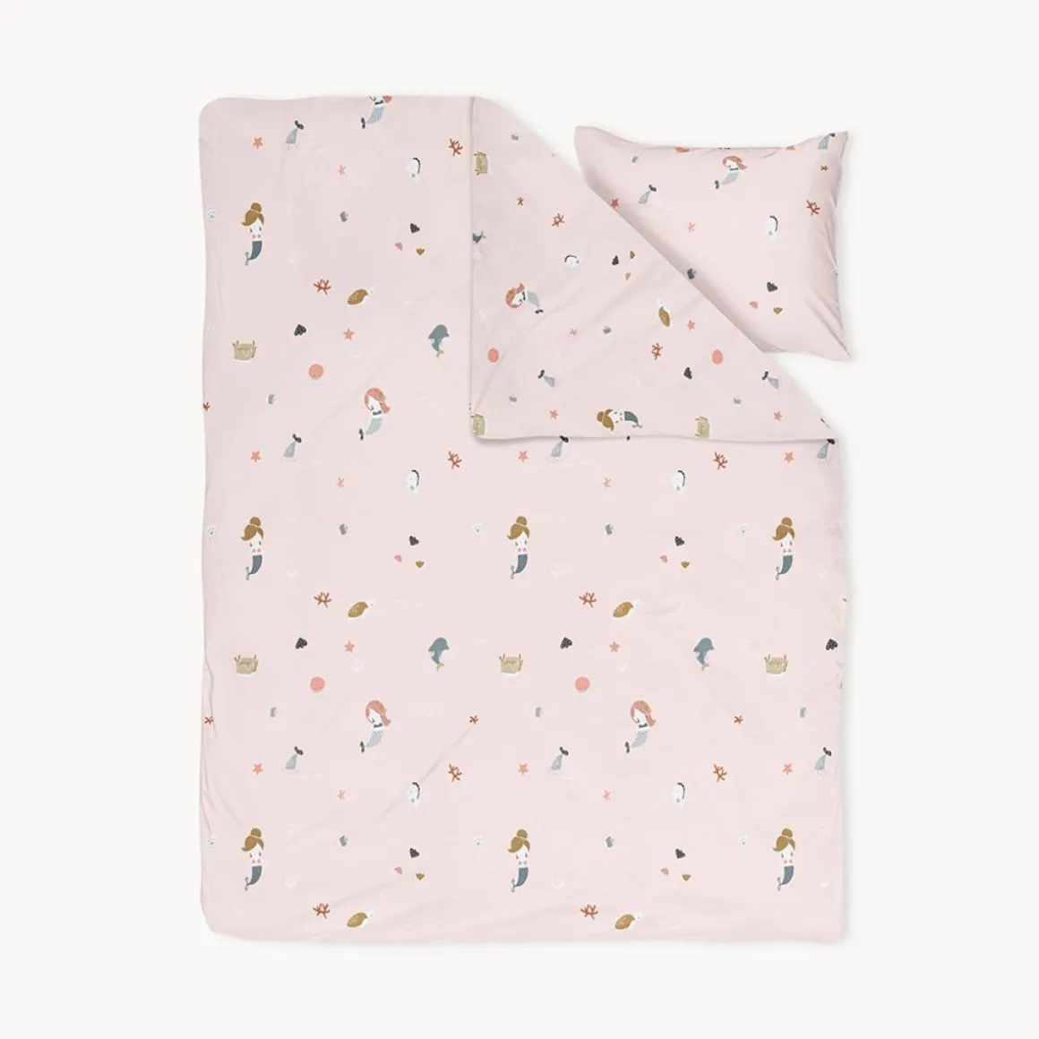 DEKBEDOVERTREKSET 120x150 CM u00abMERMAIDSu00bb | LICHT OUDROZE
