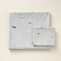 DEKBEDOVERTREKSET 120x150 cm u00abSPACEu00bb | BLAUW/GRIJS