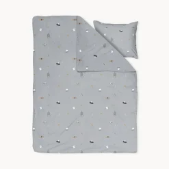DEKBEDOVERTREKSET 120x150 cm u00abSPACEu00bb | BLAUW/GRIJS