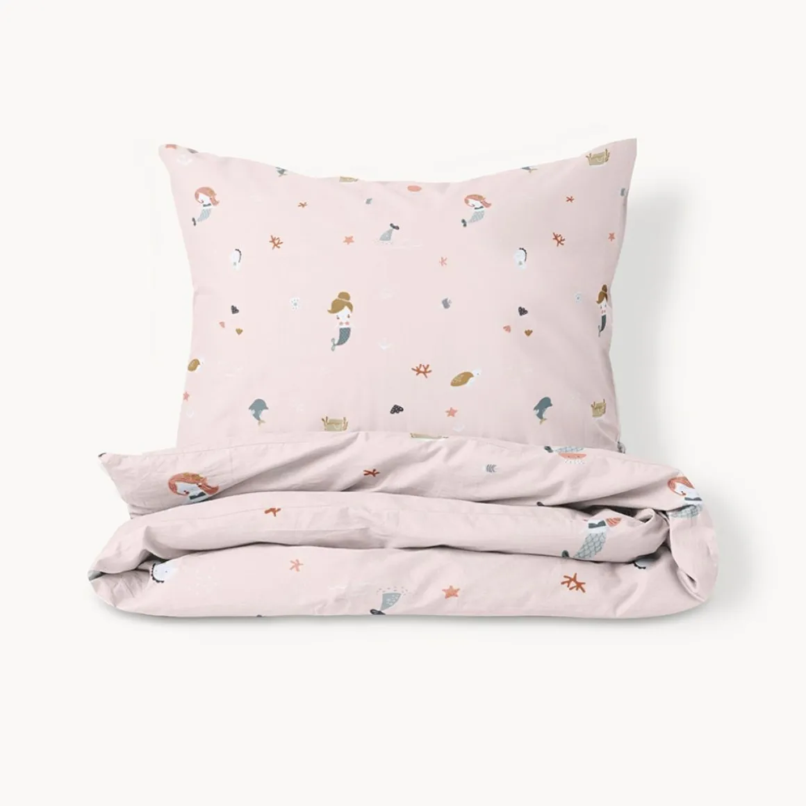DEKBEDOVERTREKSET 120x150 CM u00abMERMAIDSu00bb | LICHT OUDROZE
