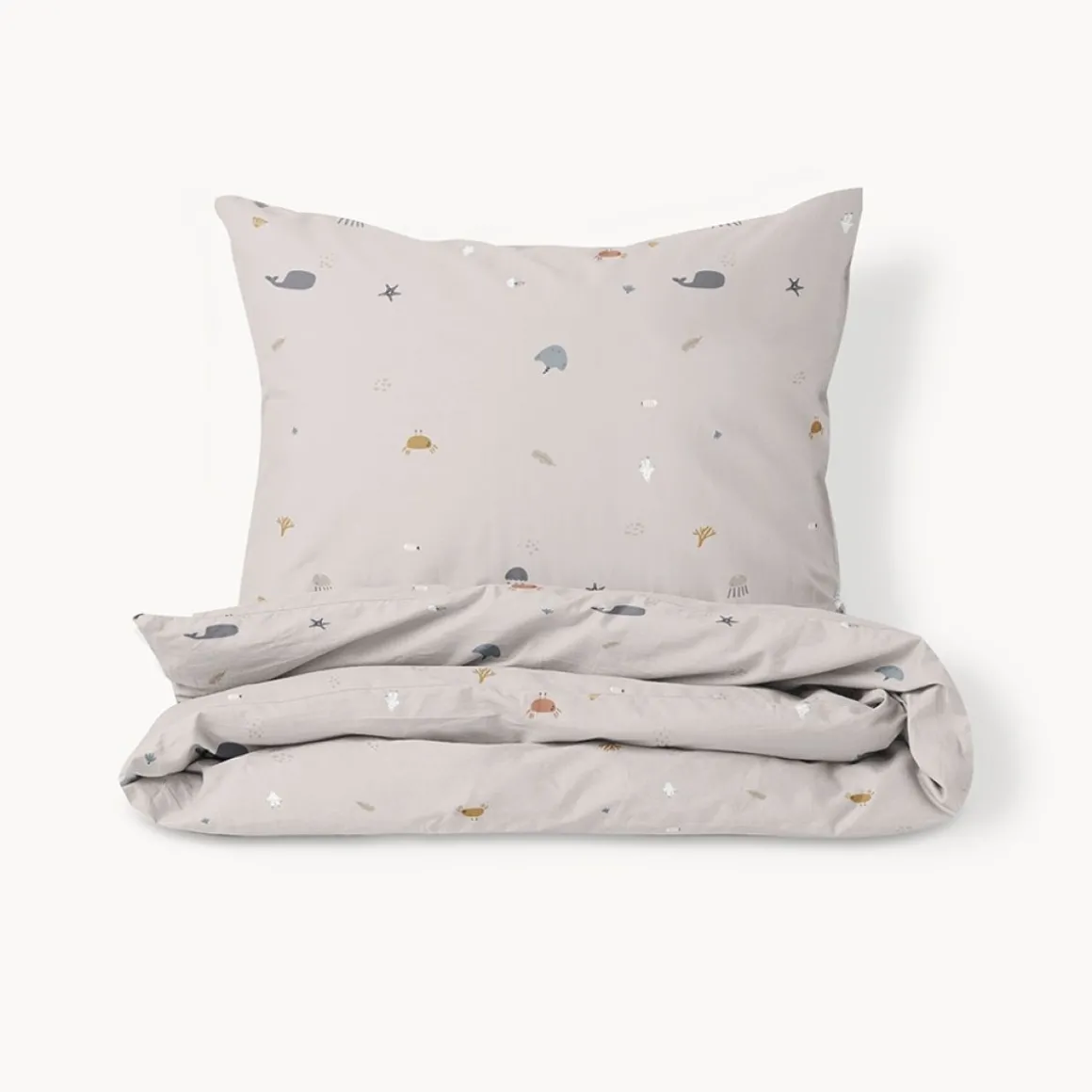 DEKBEDOVERTREKSET 140x200 u00abSEA LIFEu00bb | BEIGE-ZAND