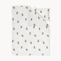 Eenpersoons dekbedovertrek incl kussenhoes u00abLeo de Leeuw u00bb (GOTS) 140x200cm | Wit