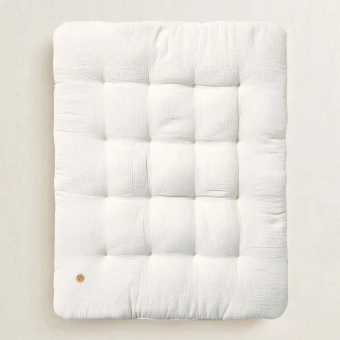 Gevoerd speelmat baby 110x85cm | Biscuit | organic cotton | Wit