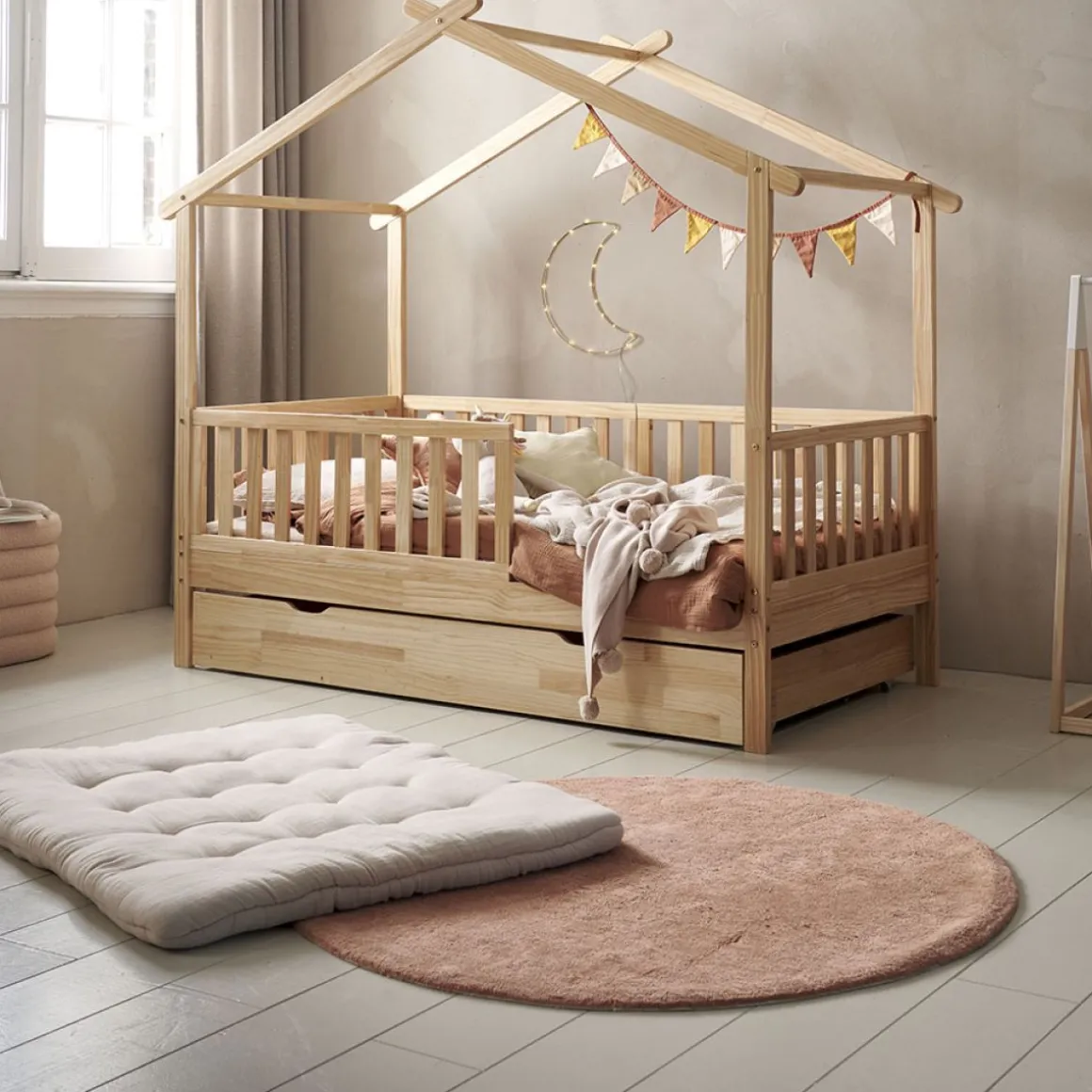 Gevoerd speelmat baby 110x85cm | Biscuit | organic cotton | Wit