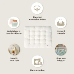 Gevoerd speelmat baby 110x85cm | Biscuit | organic cotton | Wit