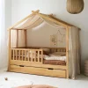 GORDIJN VOOR BEDHUISJE u00abMAISONu00bb | 90 X 200 CM | MOUSSELINE KATOEN | BEIGE