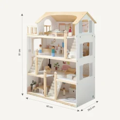 GROOT HOUTEN POPPENHUIS u00abBLANCHEu00bb | INCL. 19-DELIGE MEUBELSET | 80 cm | WIT