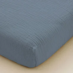 HOESLAKEN 70 X 140 CM | MOUSSELINE KATOEN | DENIMBLAUW