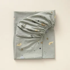 HOESLAKEN LEDIKANT 60x120 CM u00abDINOu00bb | GRIJS-GROEN